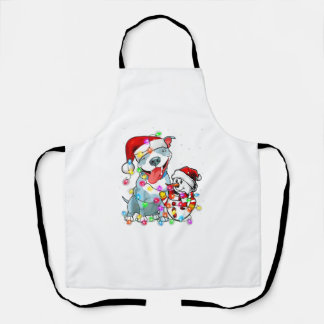 Funny Pitbull Dog T-shirt met kerstmis Snowman Xma Schort