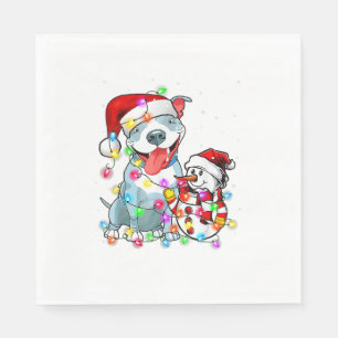 Funny Pitbull Dog T-shirt met kerstmis Snowman Xma Servet