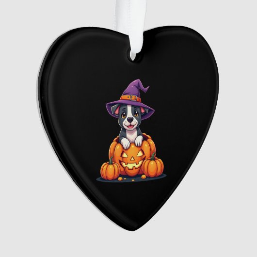 Funny Pitbull Witch Pumpkin Dog Halloween Mens Wom (devant)