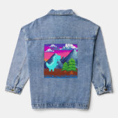 Funny Pixel Gamer Pixelated- Dinosaur Illustration Denim Jacket (Achterkant)