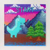 Funny Pixel Gamer Pixelated- Dinosaur Illustration Legpuzzel (Verticaal)