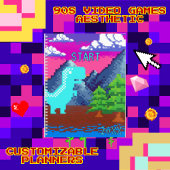 Funny Pixel Gamer Pixelated- Dinosaur Illustration Planner