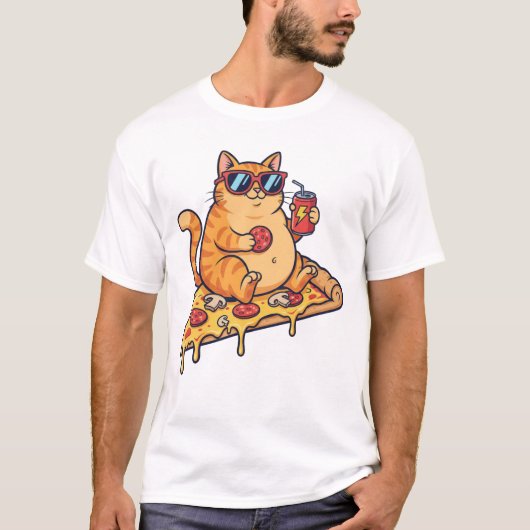 Funny Pizza Cat , Just a Cat Who Loves Pizza T-shirt (Voorkant)