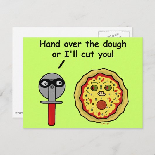Funny Pizza Cutter Dough Pun Briefkaart (Voorkant / Achterkant)