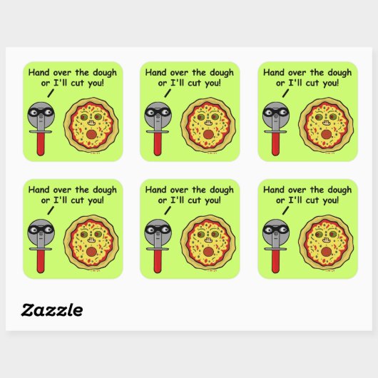 Funny Pizza Cutter Dough Pun Vierkante Sticker (Vel)