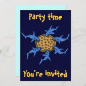 Funny pizza etende shark party call card kaart (Voorkant / Achterkant)