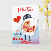 Funny Pizza Love Valentijn Kaart (Gele Bloem)