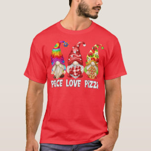 Funny pizza Lover Hippie Gnome voor vrouwen Vredes T-shirt