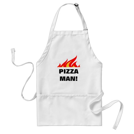 Funny Pizza Man apron met vuurvlammen Standaard Schort (Voorkant)
