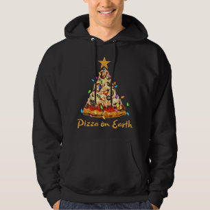 Funny Pizza op Aarde Slice-kerstboom met lig Hoodie