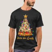 Funny Pizza op Aarde Slice-kerstboom met lig T-shirt (Voorkant)