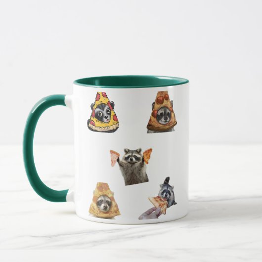 Funny Pizza Raccoon Set For Meme Lovers Mug (Gauche)