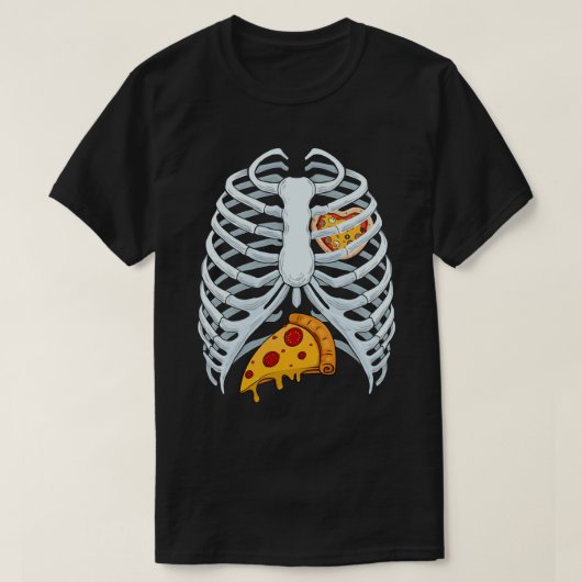 Funny Pizza Skeleton Rib Cage Halloween Costume T-shirt (Design voorkant)