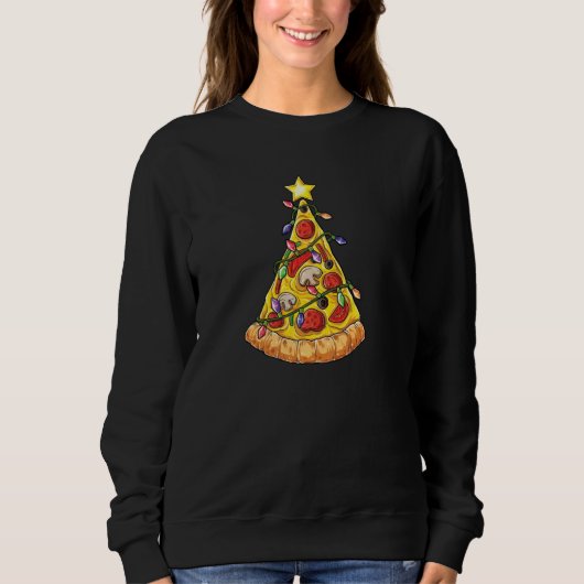 Funny Pizza Slice-kerstboom Light Pizza Eater Trui (Voorkant)