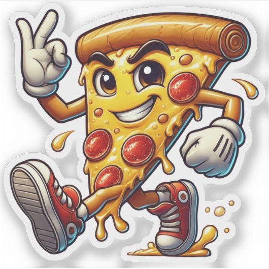 Funny Pizza Slice Sticker with Attitude  (Devant)