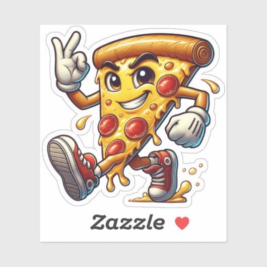 Funny Pizza Slice Sticker with Attitude  (Feuille)