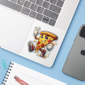 Funny Pizza Slice Sticker with Attitude  (Ordinateur portable avec iPhone)