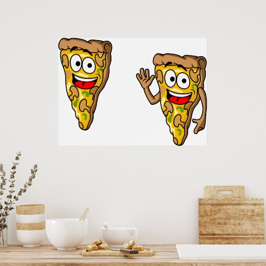 Funny Pizza Slices Poster (Keuken)