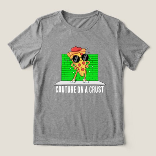 funny pizza Tri-Blend shirt (Design voorkant)