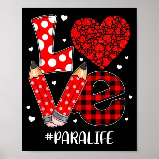 Funny Plaid Heart Love Para Life Valentine Day Chr Poster (Voorkant)