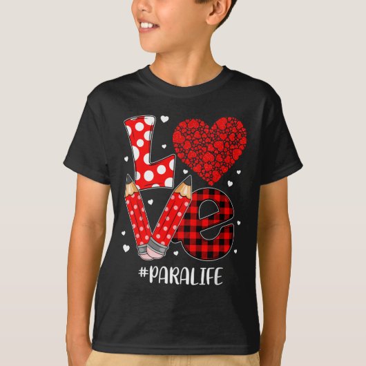 Funny Plaid Heart Love Para Life Valentine Day Chr T-shirt (Voorkant)