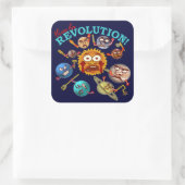 Funny Planet Revolution Solar System Cartoon Vierkante Sticker (Tas)