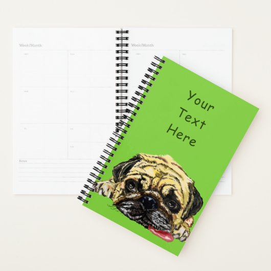 Funny Planner met Rug Dog - aangepaste tekst - kle (Display)