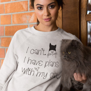 Funny Plans met mijn Cat Cute Tekening Typografie T-shirt