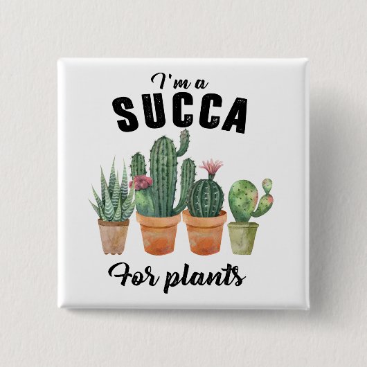 Funny planten succulent potcacti cactus vierkante button 5,1 cm (Voorkant)
