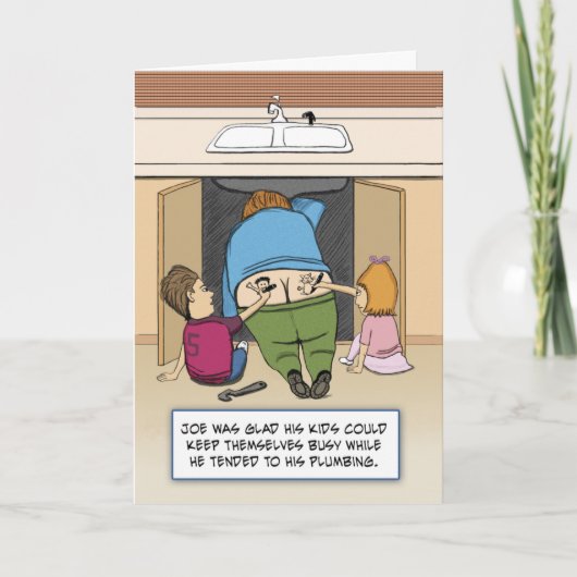 Funny Plumber Butt Crack Birthday Kaart (Voorkant)