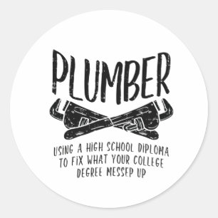 Funny Plumber Ronde Sticker