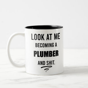 Funny Plumber T-Shirt Gift Plumbing Shirt Tweekleurige Koffiemok