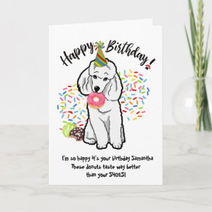Funny Poedel Hond Verjaardag Kaart Donuts