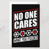 Funny Poker | Niemand maakt zich zorgen over wat u Briefpapier (Voorkant / Achterkant)