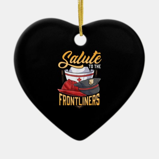 Funny Police Firefighter Frontliner Nurse Gifts Keramisch Ornament (Voorkant)