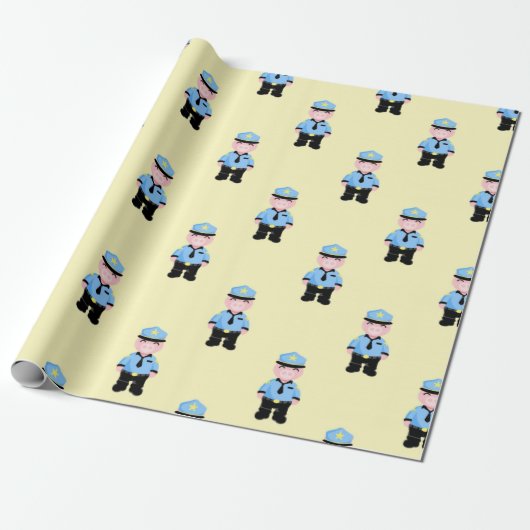 Funny Police Pigs Pattern Cadeaupapier (Uitgerold)