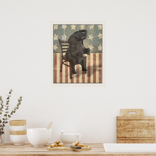 Funny Political GOP Elephant neemt het voorzitters Poster (Keuken)