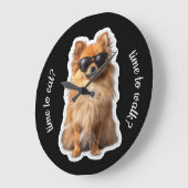 Funny Pomeranian Dog Time to Walk Time to Eat Grote Klok (Hoek)