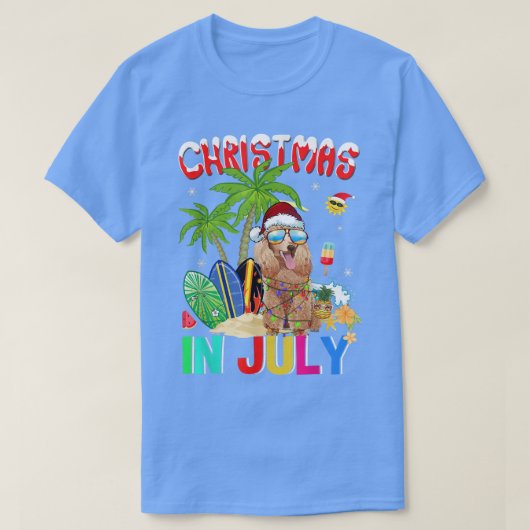 Funny Poodle Dog in Santa Hat Sunbril Kerstmis T-shirt (Design voorkant)