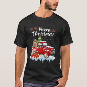 Funny Poodle Dog Snow Red Truck Kerstmis Tre T-shirt