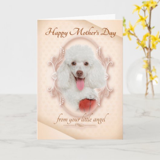 Funny Poodle Moederdag Kaart (Gele Bloem)