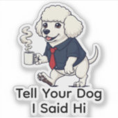Funny Poodle Standard Dog Business Suit Coffee  Sticker (Voorkant)
