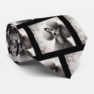 Funny Poodle with Glasses Nerd Neck Tie Stropdas