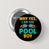 Funny Pool Boy Swimmer Fun Swimming Ronde Button 5,7 Cm (Voorkant /achterkant)