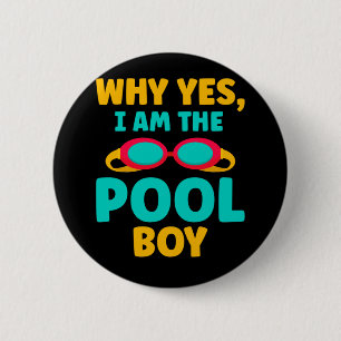 Funny Pool Boy Swimmer Fun Swimming Ronde Button 5,7 Cm
