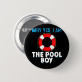 Funny Pool Boy Swimmer Humor Ronde Button 5,7 Cm (Voorkant /achterkant)
