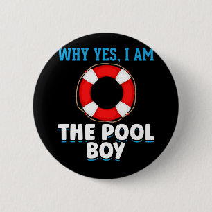 Funny Pool Boy Swimmer Humor Ronde Button 5,7 Cm