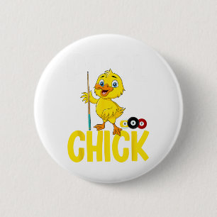 Funny Pool Chick 8 Ball Women Cute Billiards Ladie Ronde Button 5,7 Cm