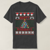 Funny Pool Christmas Tree Billiards Ugly Sweater T-shirt (Design voorkant)