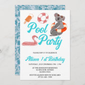 Funny Pool Party Birthday Kaart (Voorkant / Achterkant)